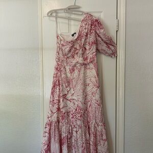 Express Pink Floral One-Shoulder Dress